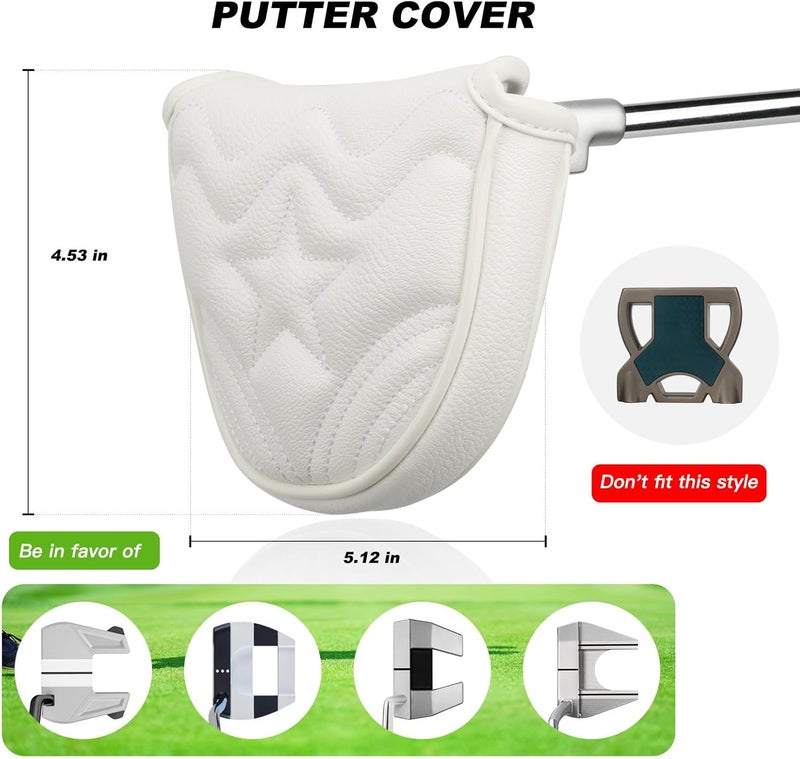 PONADA 4pcs or 1pc Golf Club Head Covers for Woods, Driver, Fairway, Hybrid – Premium PU Leather with Interchangeable Tags & Magnetic Blade and Mallet Putter Covers - Image 3